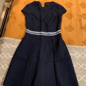 Ted Baker London navy blue pleated dress nautical